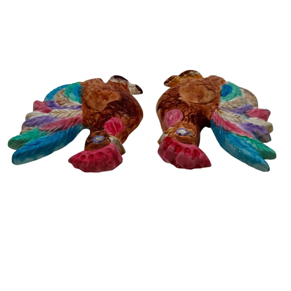 Vintage Ceramic Rooster Wall Hanging Set Colorful Farmhouse Kitchen Decor Kitsch - Picture 8 of 12